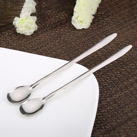 10Pcs Long Coffee Ice Handle Stainless Steel Tea Cream Dessert Spoon Tableware