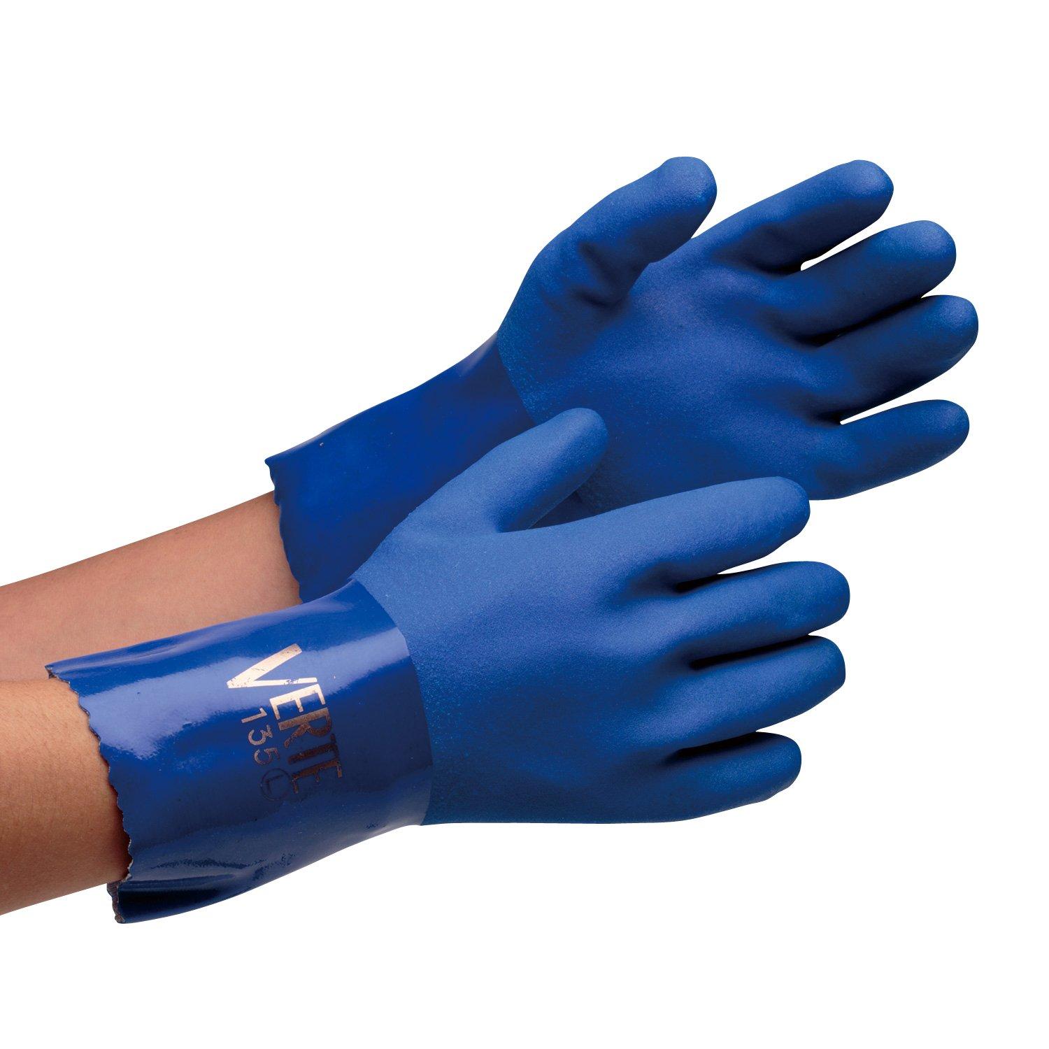 Midori Anzen and Deodorizing Vinyl Chloride Verte 135 [Antibacterial Lined] Gloves, (LL/10 pairs) синий