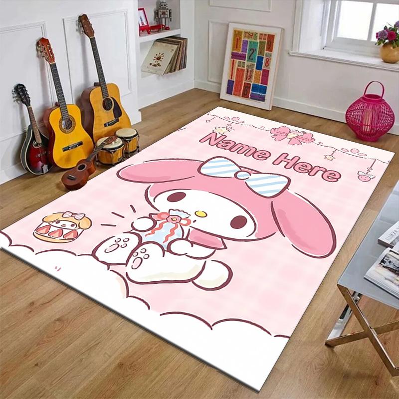 Custom Melody Mat Personalized Name, Polyester Washable Indoor Entryway Rug, Gift for Christmas, Easter, Thanksgiving Day