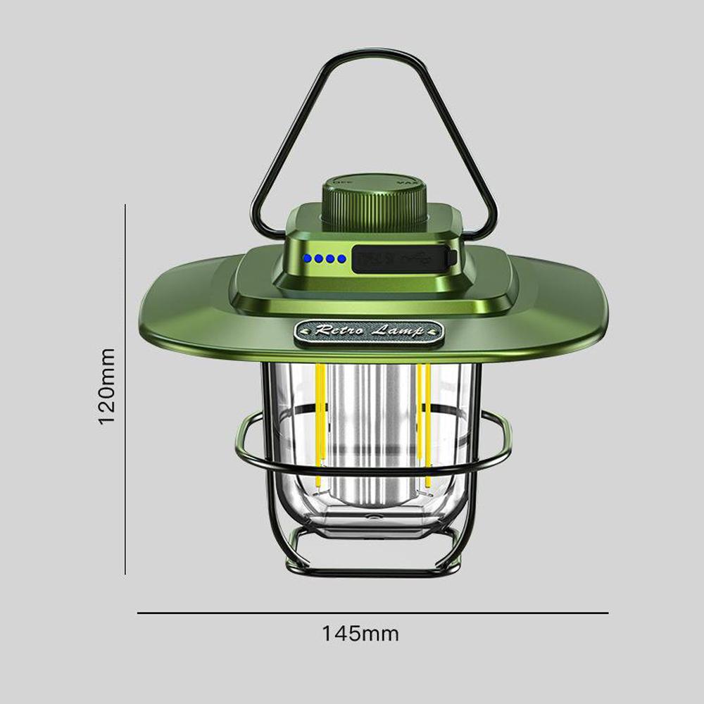 Retro campingljus LED campinglykta Uppladdningsbar tältlampa Vattentät Bärbar Power Bank