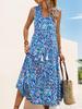 2026 European & American Summer Resort Sleeveless V-Neck Tassel Abstract Print Dress for Women