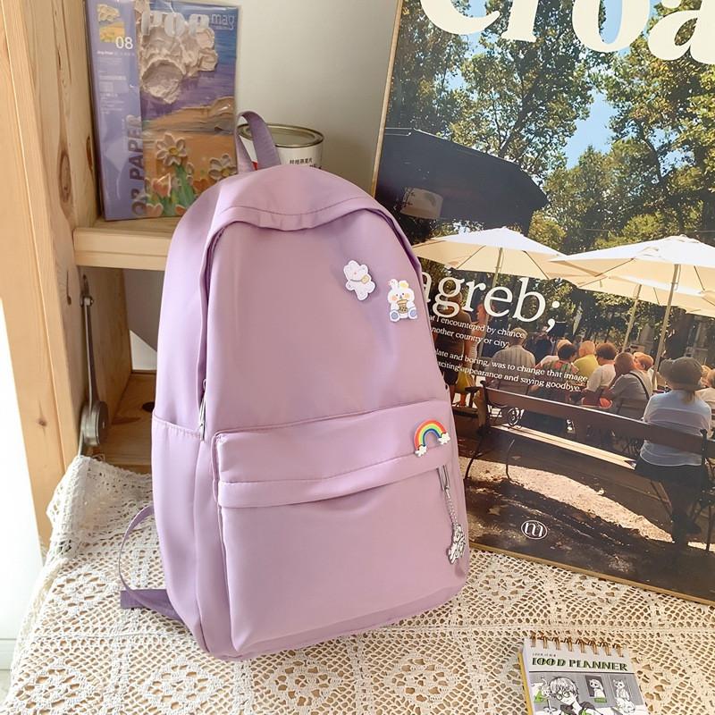 Stylish Lightweight Rainbow Pendant Backpack For Students In Various Colors