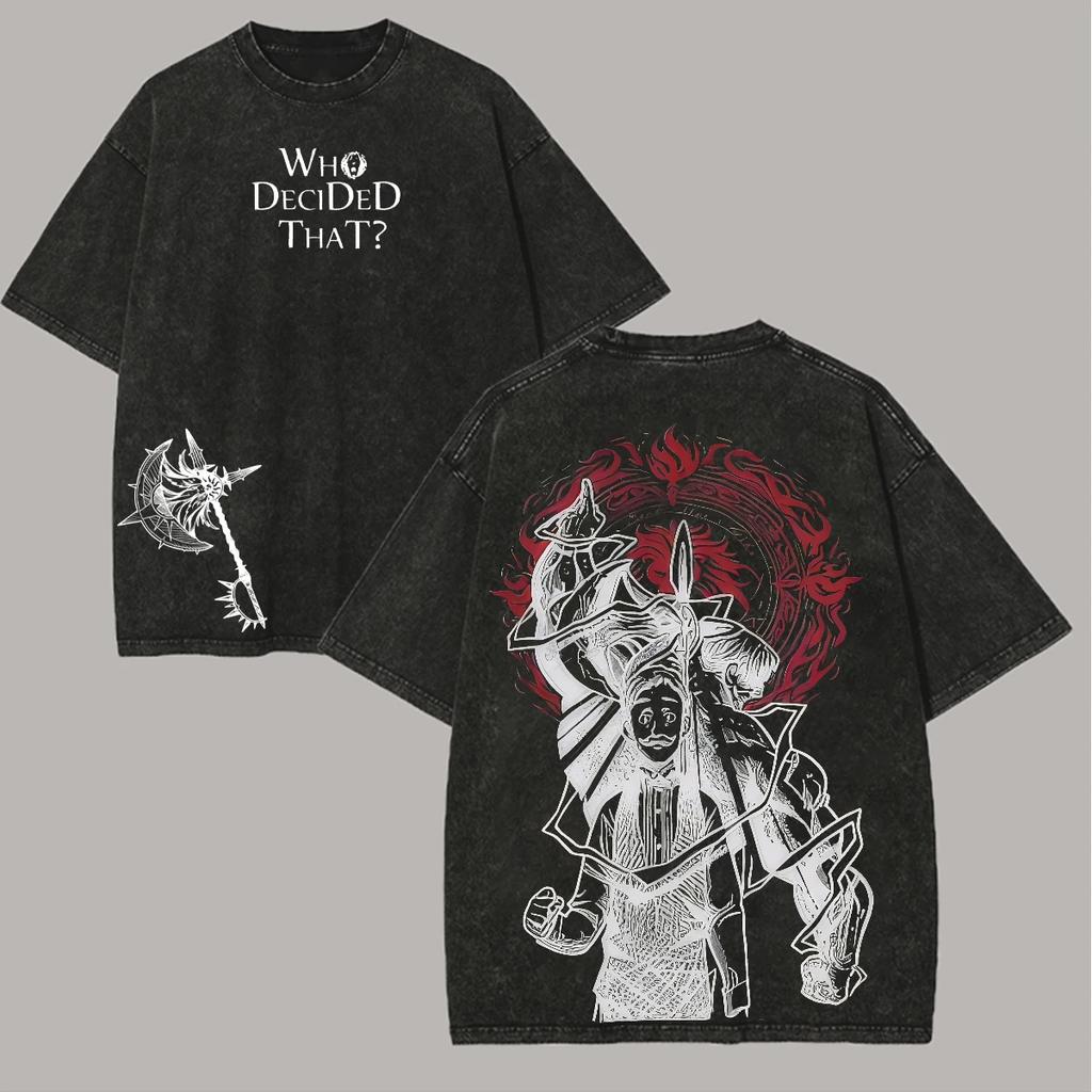 Anime-Liebhaber Sieben Todsünden Escanor Bedrucktes Unisex Gewaschenes Oversized T-Shirt Unisex Baumwolle Streetwear Kurzarm Unisex Kleidung