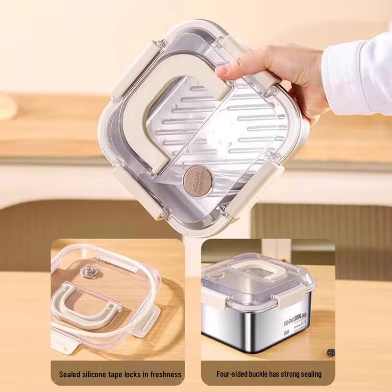 Portable 316 Stainless Steel Food-Grade Sealed Lunch Box with Lid for Fresh-Keeping and Picnic Use