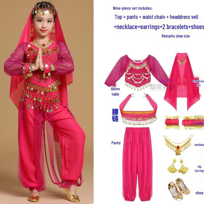 Children's Xinjiang Ethnic Dance Costume for Girls - Toddler Belly Dance Performance Outfit