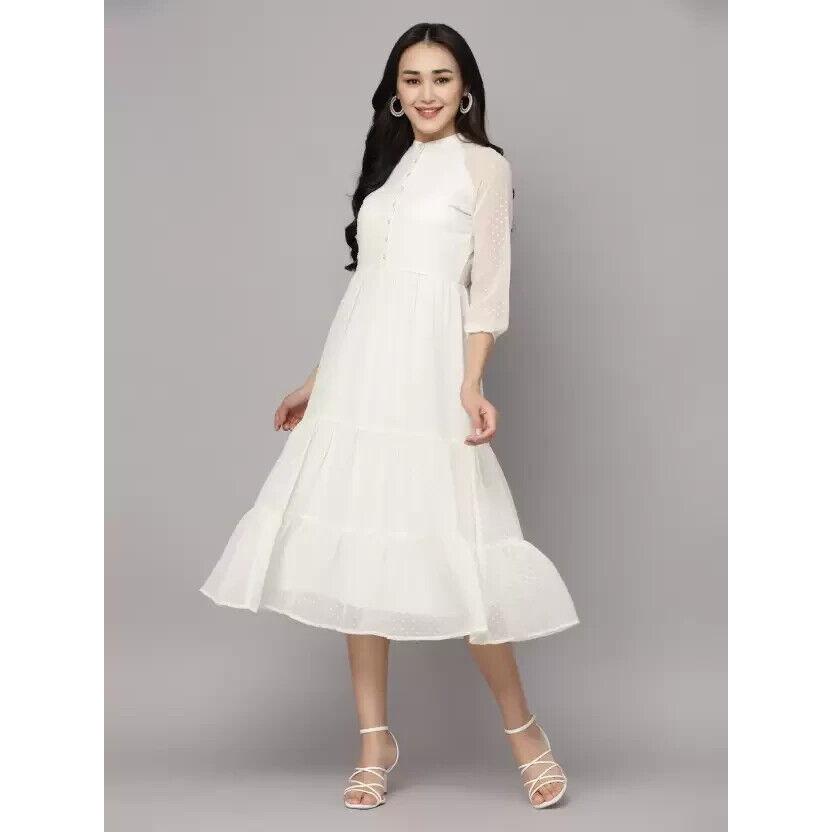 Women Fit and Flare Georgette Dress Bollywood Top Tunic Kurti Party Wear Top SC-1836