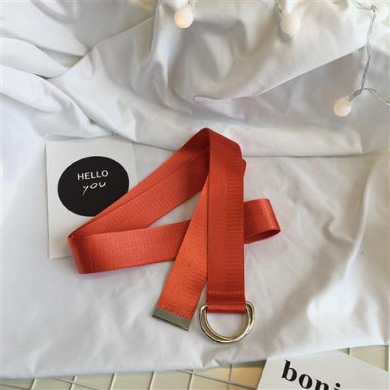 Stylish Korean Candy Color Canvas Double Ring Buckle Long Waist Belt For Men And Women