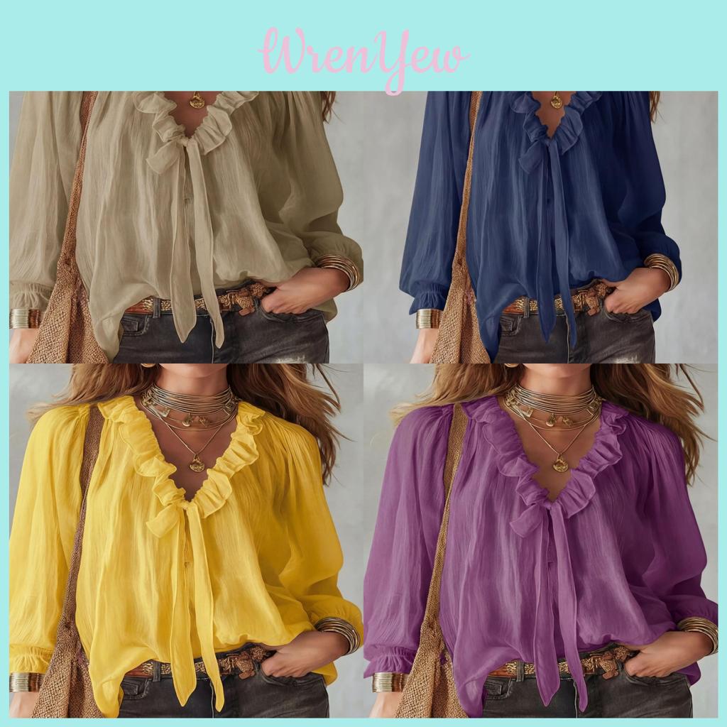 Streetwear Style Ladies V Neck Shirt With Splicing Design For Casual Wear
