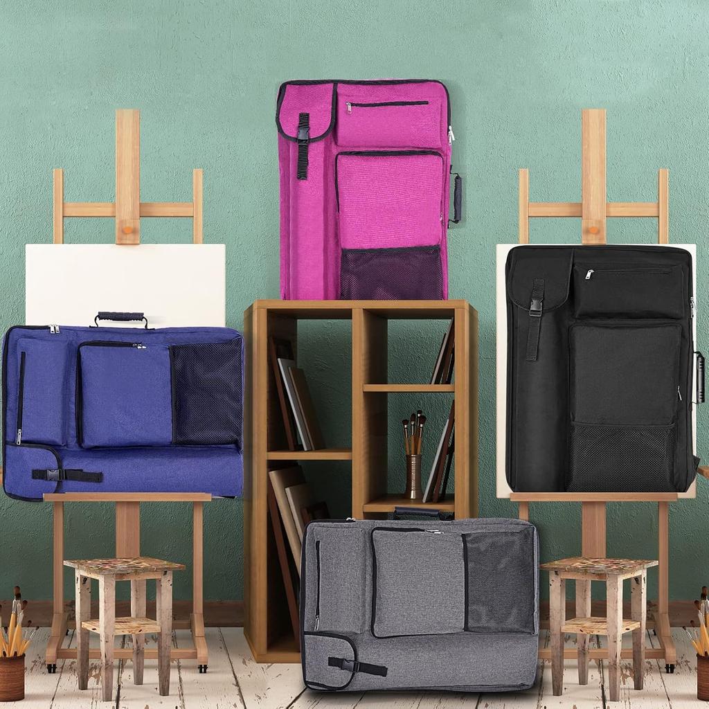 Art Portfolio Case 18 X 24,Art Portfolio With Backpack & Tote Bag For Artwork,Medium Art Case Size(Black)