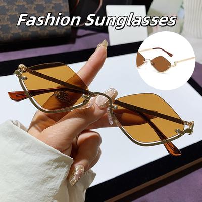 Men Women New Half Frame Sunglasses Fashion Simple Trend Sunglasses Small Frame Outdoor Travel Beach Essential Glasses