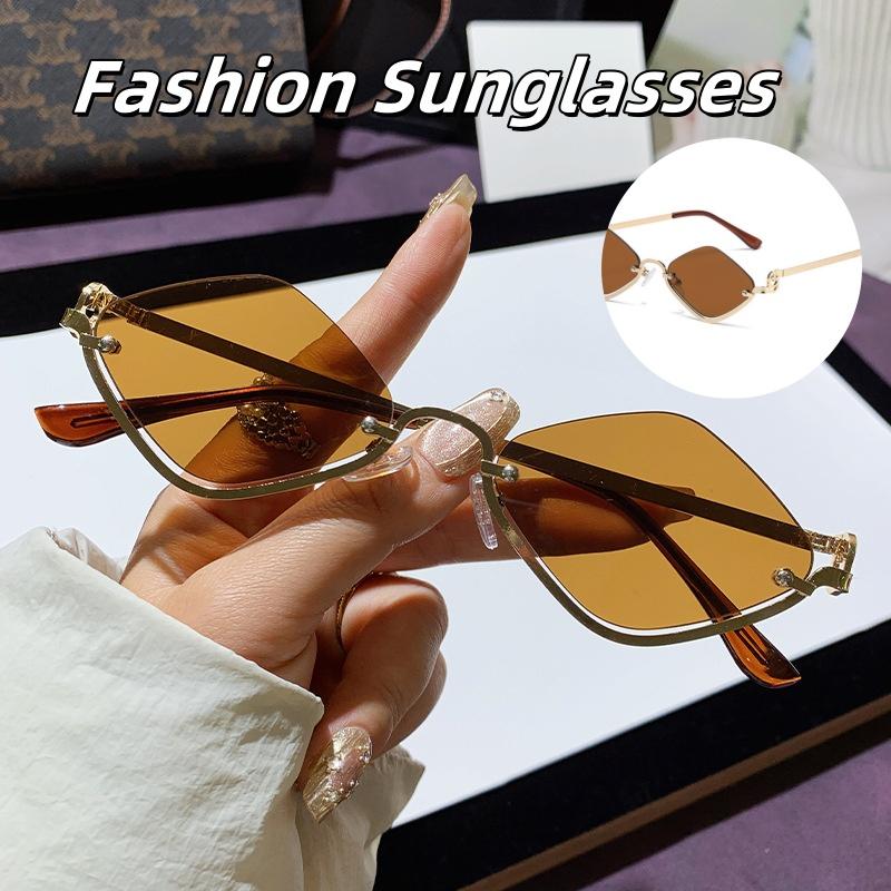Men Women New Half Frame Sunglasses Fashion Simple Trend Sunglasses Small Frame Outdoor Travel Beach Essential Glasses