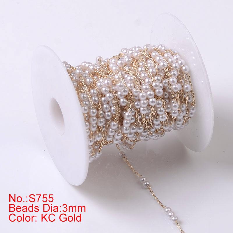 1Meter Beaded Chain Imitation Pearl Chain Copper Necklace Chain Handmade Accessories for Jewelry Making Components Crafts DIY