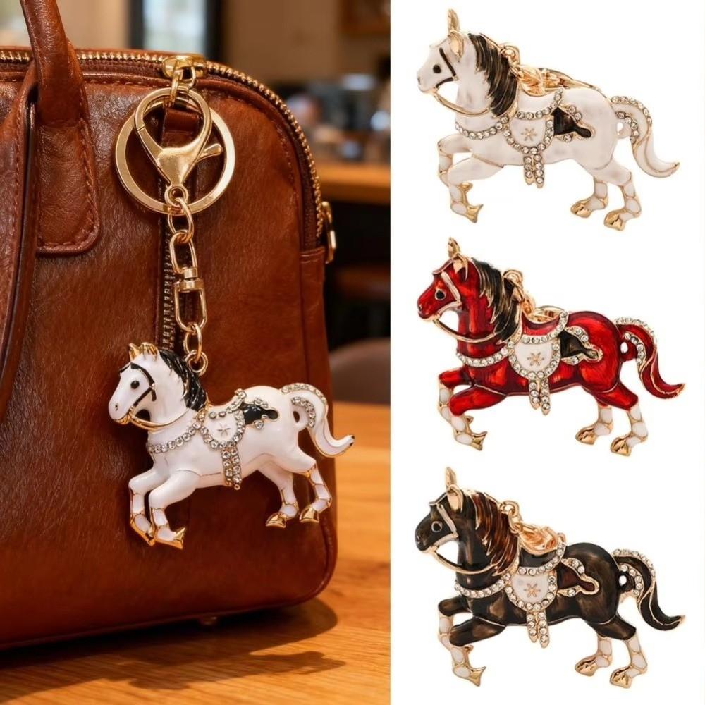 Sparkling Rhinestones Horse Keychain Colorful Backpack Pendant Car Key Chain Backpack Decoration