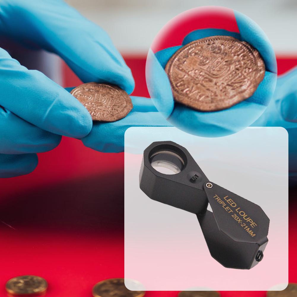 10X 20X 30X 40X Illuminated Jewelers Loupe Magnifier with LED Light Foldable Jewelers Loupe for Gems Jewelry Coins Stamps Etc