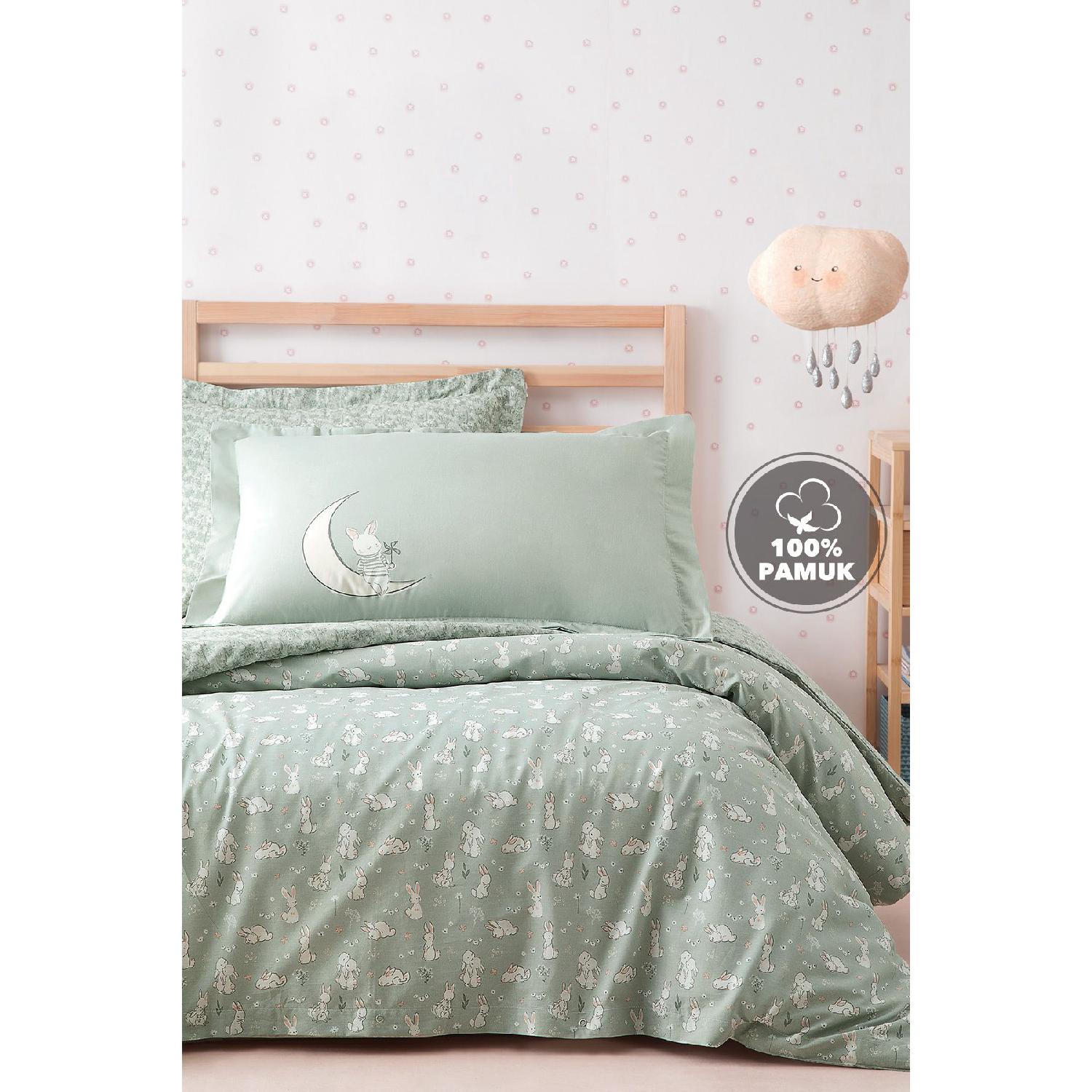 

Rabbit Ranforce Single Duvet Cover Set зелёный