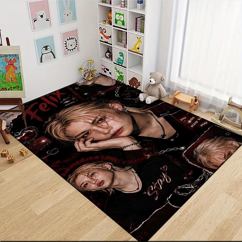 Stray Kids Felix Aesthetic Carpet Rug Soft Washable Anti Slip Home Living Room Sofa Mats Personalized Christmas Rug