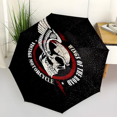 1pc WINGS OF THE ROAD VINTAGE MOTORCYCLEOpen/Close Umbrella-Windproof, Compact Travel Umbrella, Sturdy 8-Rib Shaft1185