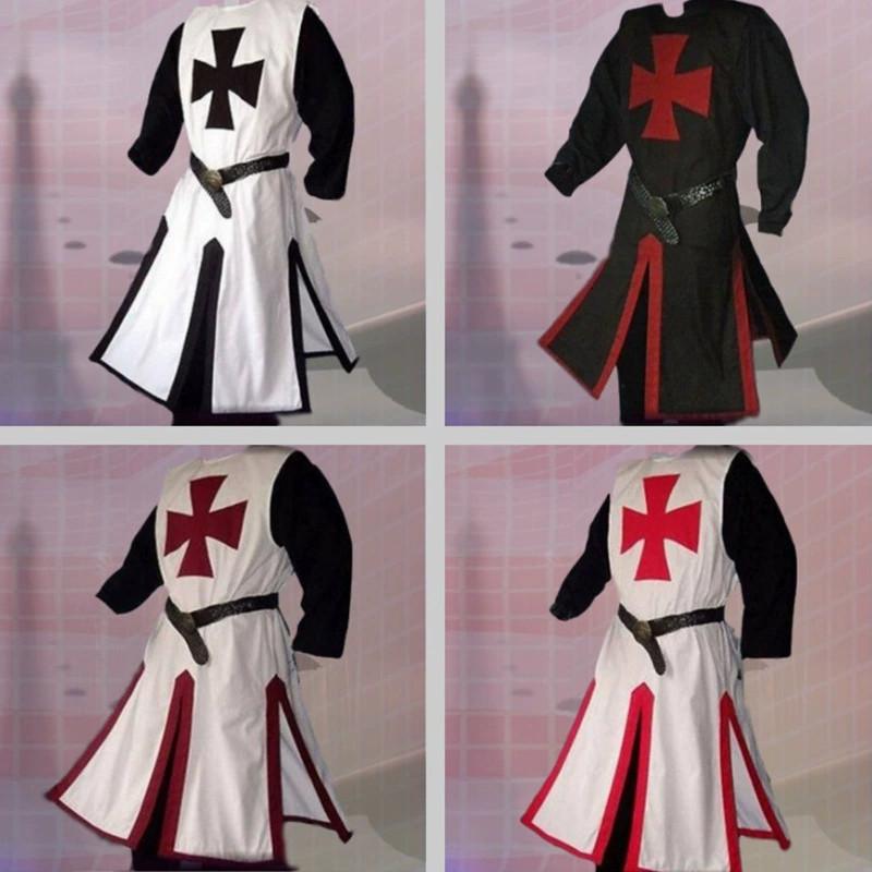 Halloween Knights Templar Outfit With Polyester Fabric And Split Design For Stage Shows