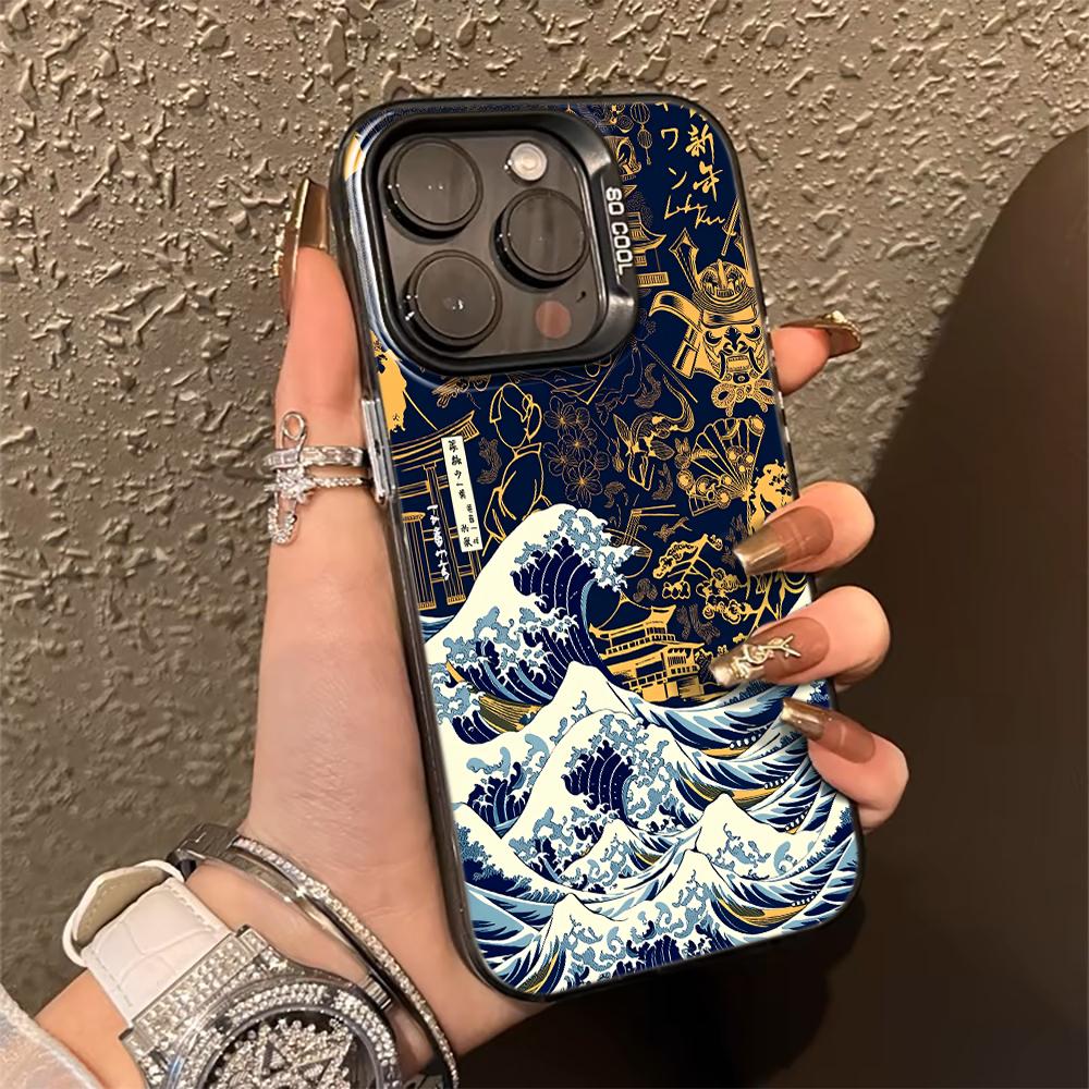 Sea Wave IMD Phone Case For Xiaomi Redmi 15C Note 14 13 12 11 10 Pro 14C 13 5G 4G Shockproof Slim Protective Silver Camera Cover
