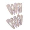 Cat Eyes Press On Nails with Bowknot Design 10 Pieces Pink Manicure Kit for Women
