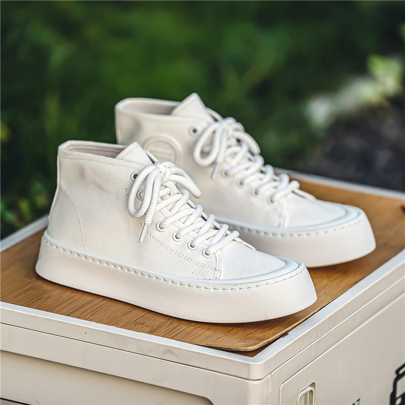Męskie buty płócienne na co dzień, platforma, wulkanizowane, prosty design, do biegania, tenisówki, sznurowane, do użytku na zewnątrz, wysokie trampki dla mężczyzn