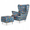 ARI PRINT Wing Chair with Footrest Scandinavian Family Furniture Peacock Eye