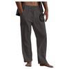 Men's Casual Loose And Comfortable Casual Pants Cotton Linen Printed Drawstring Trousers
