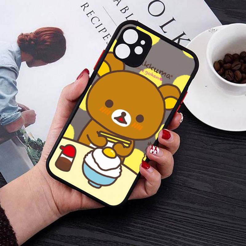 Rilakkuma Phone Case for iPhone X XR XS 7 8 Plus 11 12 13 Pro MAX 13mini Translucent Matte Case