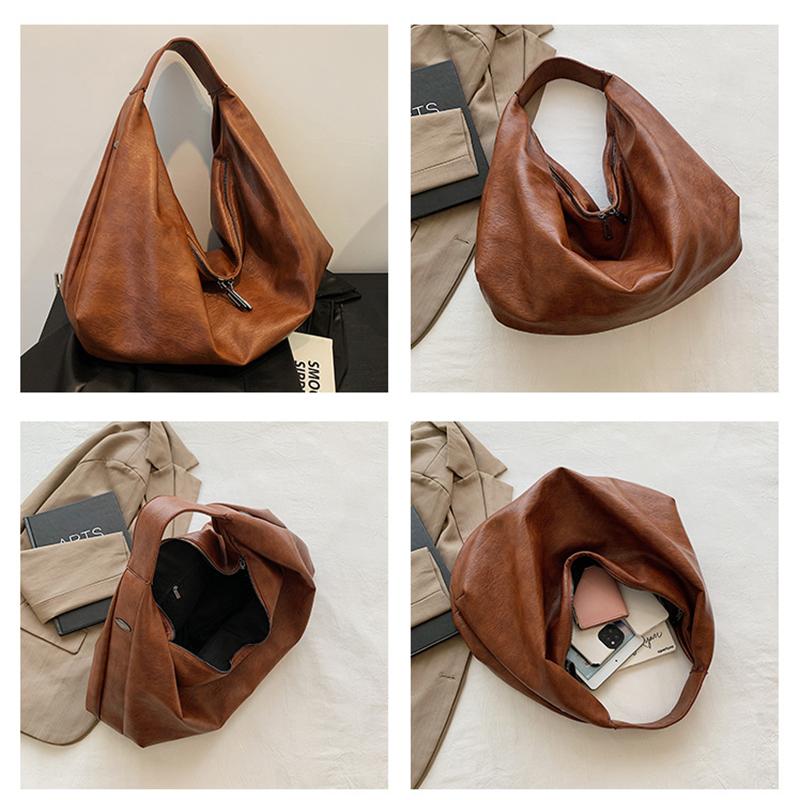 Big Black Shoulder Bags for Women Large Hobo Shopper Bag Solid Color Quality PU Leather Crossbody Handbag Lady Travel Tote Bag