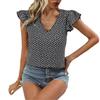 New European and American v-neck printed short-sleeved women's top