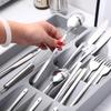 Expandable Drawer Organizer for Kitchen - Adjustable Utensil Trays with Dividers, Cutlery Storage for Forks, Spoons, Knives