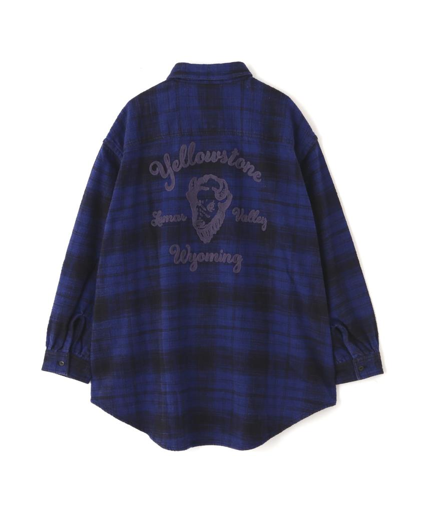 AVIREX EMBROIDERY CHECK SHIRT navy