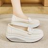 Women's Sneakers Height Increase Loafers White Leather Platform Casual Simple Grey Thick Sole Elevator Shake Shoes