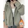 Womens Oversized Hooded Sweatshirt Lightweight Casual Korean Style Fall Pullover With Zipper