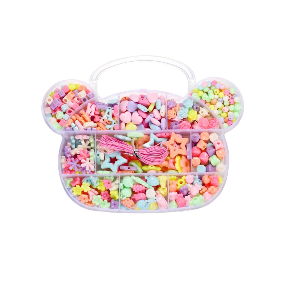 1Set Colorful Acrylic Loose Spacer Beads Crafts for DIY Cute Friendship Bracelet Necklace Jewelry Making Accessories Kits