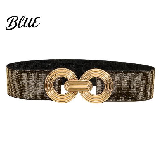 Wide Elastic Waist Belt 75cm Women's Belt, Stretch Fashionable with Slimming for Daily Commute Geometric Metal Buckle, Dress Corset Accessory