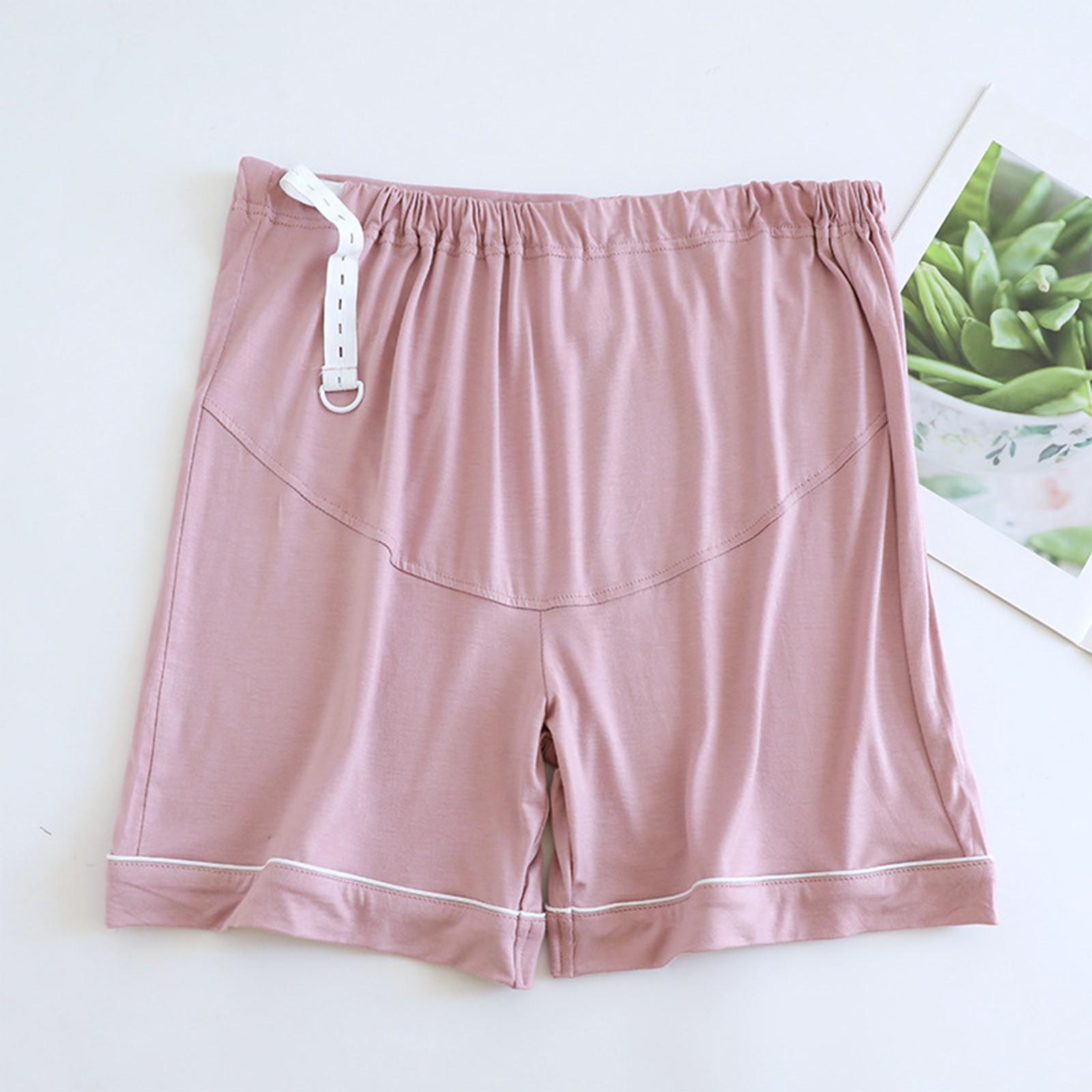 

Женские брюки для сна летние тонкие компрессионные полоски поддержка живота шорты свободного кроя можно носить на улице регулируемые домашние брюки XL розовый