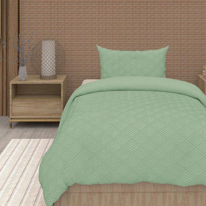 Parure housse de couette 3D microfibre 140x200 cm GAIA vert eau, par Soleil d'Ocre