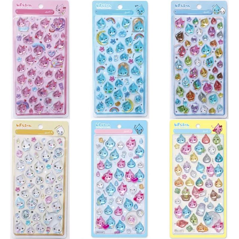 1/6Pcs Cute Small Water Drop 3D Crystal Stickers Cartoon Sparkling Raindrop Crystal Drop Glue Diy Decorative Stickers Gifts