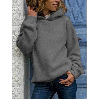 Women's Fashion Casual Solid Color Print Long Sleeve Hooded Hoodies & Sweatshirts
