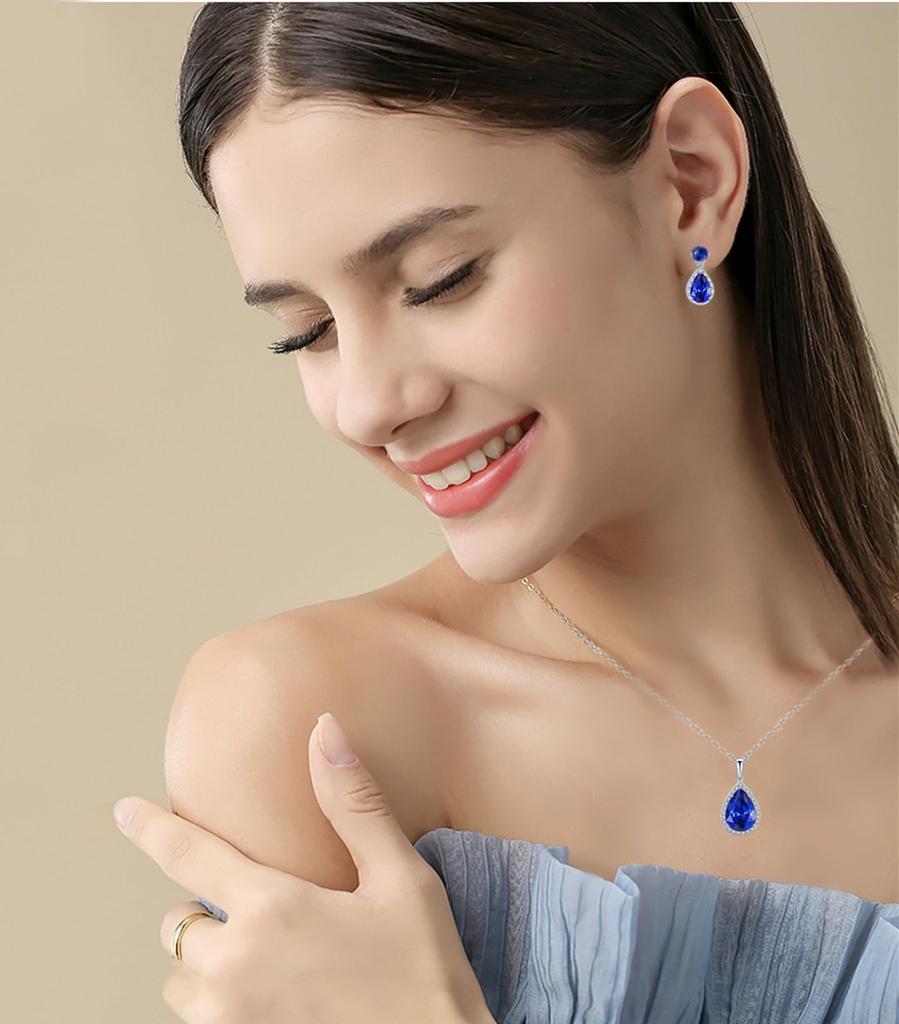 Classic Oval Pendant Gemstone Necklace with Crystal Emerald 18K Platinum Gold Plated Stylish Meaningful Jewelry Gift for Girlfriend [VONSSY] Girls'