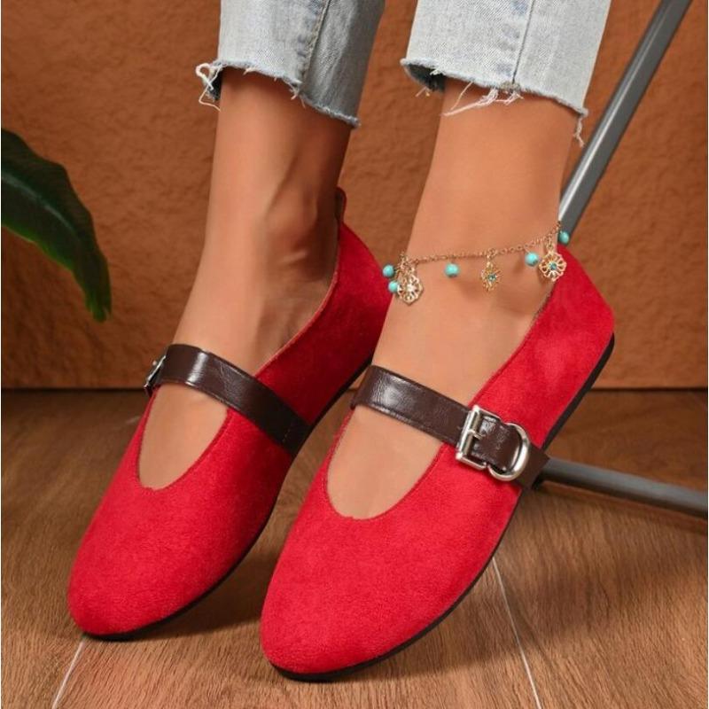 Woman Casual Single Shoes Round Toe Large Size Ladies Retro French Mary Jane Dress Ballet Flat Solid Comfortable Shoe Topsiders