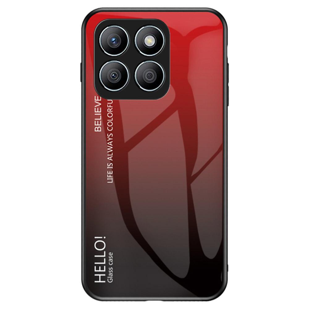 

Чехол для Honor X8c 4G Защита от царапин Закаленное стекло+ПК+ТПУ Чехол для телефона Gradient Red Black