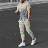 2024 Fashion Men Tshirt Suit Tracksuit 3D Printed Sportswear Short Sleeve T-shirt Long Pants Streetwear 2 Piece Set Male Clothes