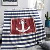 1Pc Nautical Theme Print Flannel Blanket, High Quality Comfortable for All Seasons, Home Decor, Warmth and Comfort, Perfect for Christmas Gifts