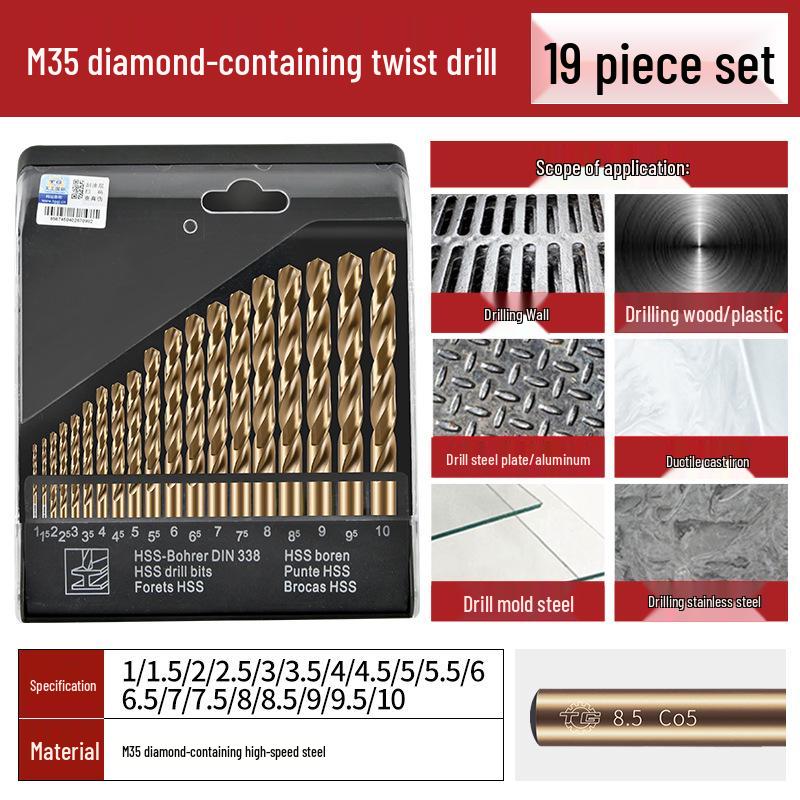 

Набор спиральных сверл Tiangong из кобальта высокой твердости для сверления нержавеющей стали, штамповой стали и чугуна.