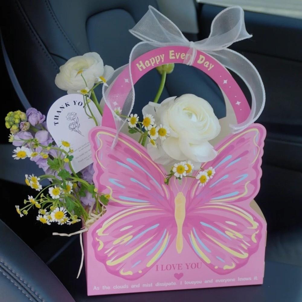 Floral Arrangements Gift Box Paper Handled Paper Box Decorative Flower Bouquet Bag Parties