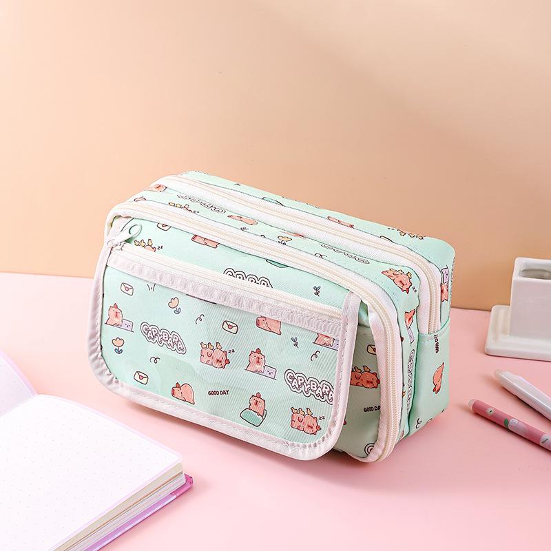 Cartoon Cute Capybara Pencil Case Students Multi-Functional Pen Bag Stationery Storage Box Large Capacity Stationery Box