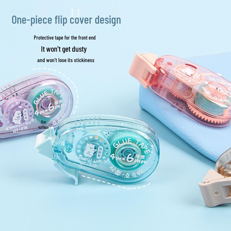 Bandă Adezivă Transparentă cu Puncte Ștergibile - Drăguță, Față Dublă pentru Jurnale DIY pentru Studenți