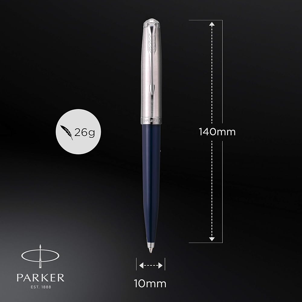 PARKER Parker Ballpoint Pen 51 Midnight Blue CT Medium, Permanent Imported in Gift Box 2123505Z